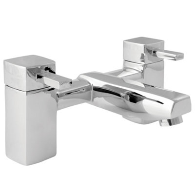 SPECIAL OFFER - Rubic Bath Filler Pillar Mixer Tap In Chrome - Bathroom Faucet 3/4 Inch BSP