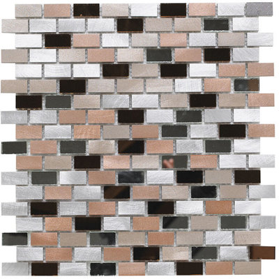 Spectra Glass/Metal Mix Mini Brick Mosaic 15x30mm