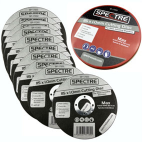 Spectre 115mm 4.5" 1.0mm Thin Fast Metal Cutting Disc 22mm Bore Flat Disc x10