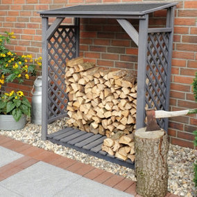 Speyer Modern Firewood Log Store - Timber - L68 x W119.5 x H148 cm - Grey