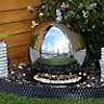 Sphere Modern Metal Water Feature - Mains Powered - Stainless Steel - L40 x W40 x H55 cm