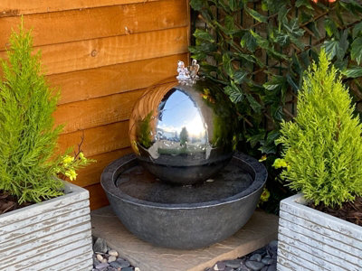 Sphere & Resin Base Modern Metal Solar Water Feature