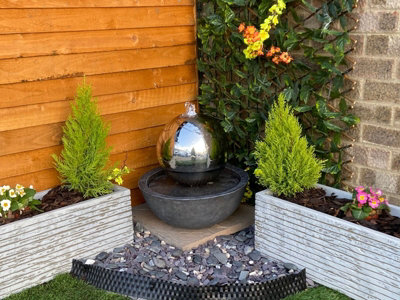 Sphere & Resin Base Modern Metal Solar Water Feature