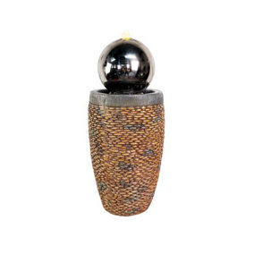Sphere with Pebble Column Mains Power Water Feature With Cover