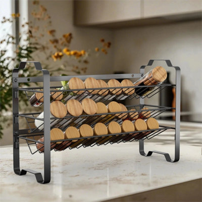Spice Rack 2 Tier Herb Jar Free Standing Kitchen Storage Organiser ...