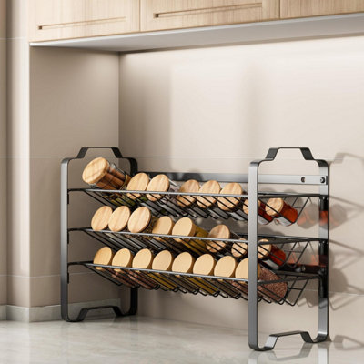 Spice Rack Stainless Steel Organizer 24 Square Spice Jars, Labels ...