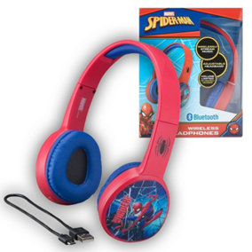 SPIDER-MAN BLUETOOTH HEADPHONES WITH CHILD FRIENDLY VOLUME  CHARGING CABLE
