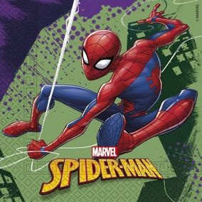 Spider-Man Team Up Napkins (Pack of 20) Red/Green/Blue (One Size)