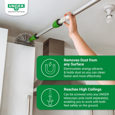 Spider Web & Cobweb Duster Brush - Inside or Outside - Fits Telescopic Poles - Cleaning by UNGER - 3