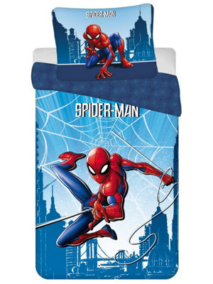 Spiderman Blue 100% Cotton Single Duvet Cover Set - European Size