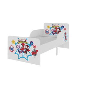 Spidey and His Amazing Friends Toddler Bed - Guarded Sides, Wooden Slats, Fits 140cm x 70cm Mattress (Mattress not included)