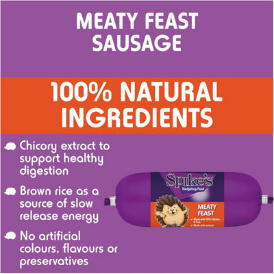 Spikes Hedgehog Food Meaty Feast 120g Sausage