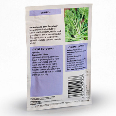 Spinach Beet Perpetual Vegetable Seeds (Approx. 135 seeds) by Jamieson Brothers