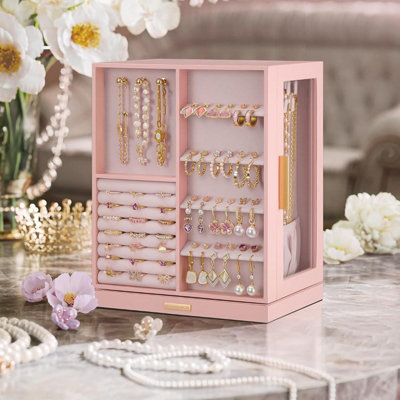Spinning Jewellery Display Tower, Revolving Storage Case with Drawers ...