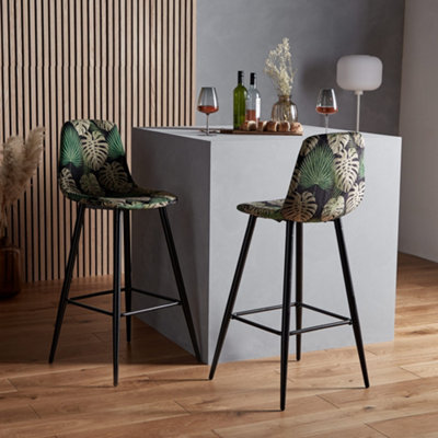 Spinningfield Bar Stools Set of 2 Modern Tall Velvet Kitchen