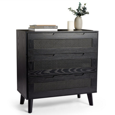 Black and rattan deals drawers