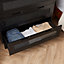 Spinningfield Black Chest of Drawers, Rattan 2 Drawers Clothes Dresser, Bedroom Drawers w/ Cane Fronted Drawers, Clothes Cabinet