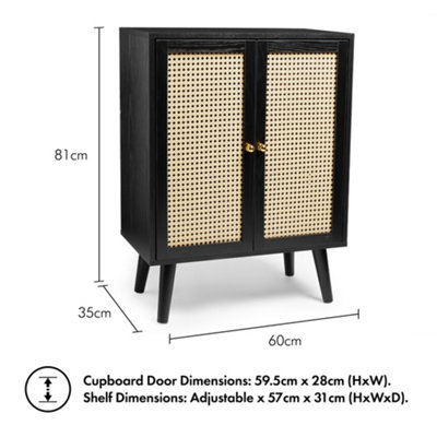 Black cabinet deals with cane doors