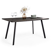 Spinningfield Dining Table, 6 Seater Kitchen Table for Dining Room, Dark Wood Effect Rectangular Dinner Table for 6 Person