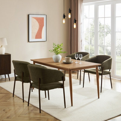 Spinningfield Dining Table, 6 Seater Kitchen Table for Dining Room, Dark Wood Effect Rectangular ...