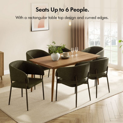Spinningfield Dining Table, 6 Seater Kitchen Table for Dining Room, Dark Wood Effect Rectangular ...