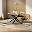 Spinningfield Dining Table Atherton 6 Seater Kitchen Table for Dining Room, Black Ceramic Marble Effect with Luxe Black Cross Legs
