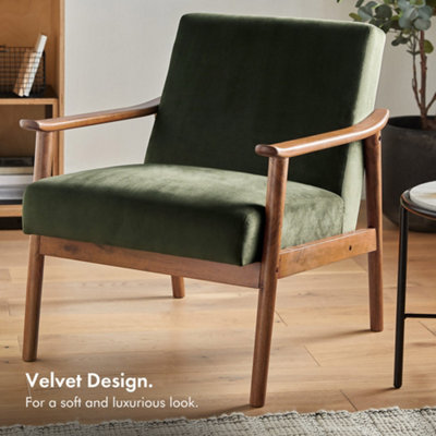 Spinningfield Forest Green Armchair, Velvet Accent Chair for