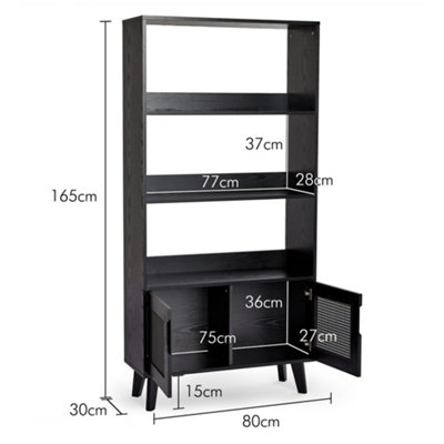 Black open shelf deals bookcase