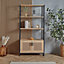 Spinningfield Rattan Bookcase, Tall Bookshelf for Living Room, Large Shelving Display Unit With 3 Open Shelves & Storage Cupboard