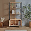 Spinningfield Rattan Bookcase, Tall Bookshelf for Living Room, Large Shelving Display Unit With 3 Open Shelves & Storage Cupboard