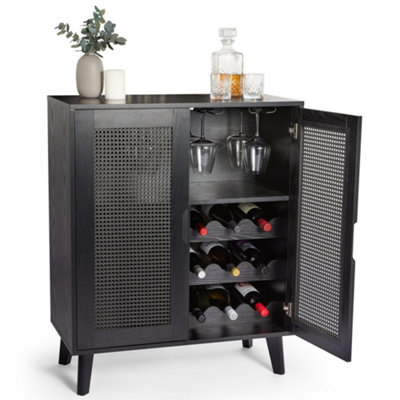 Spinningfield Rattan Drinks Cabinet, Black Wine Cabinet, Bar Cabinet w ...