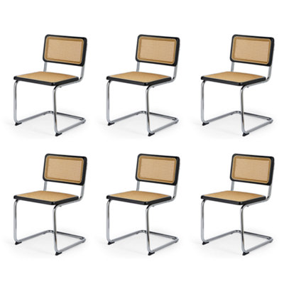 Spinningfield Set of 6 Dining Chairs, Matching Rattan Cantilever Chairs