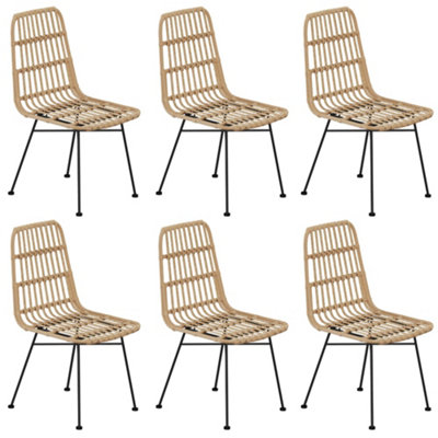 Spinningfield Set of 6 Rattan Dining Chairs, Wicker Accent Chair Seats ...