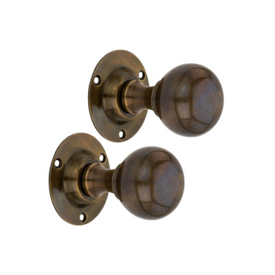 SPIRA BRASS Ball Door Knob Antique