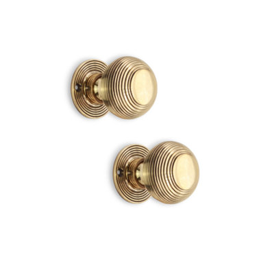 SPIRA BRASS Beehive 50mm Rim/Mortice Door Knob Aged Brass