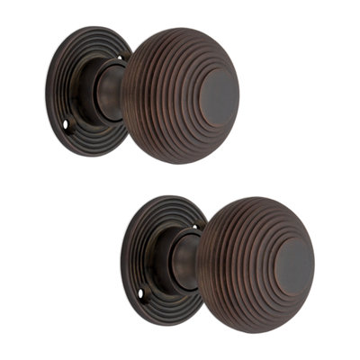 SPIRA BRASS Beehive 50mm Rim/Mortice Door Knob Aged Bronze