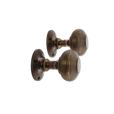 SPIRA BRASS Beehive Door Knob 55mm Antique