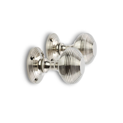 SPIRA BRASS Beehive Door Knob 55mm Polished Nickel