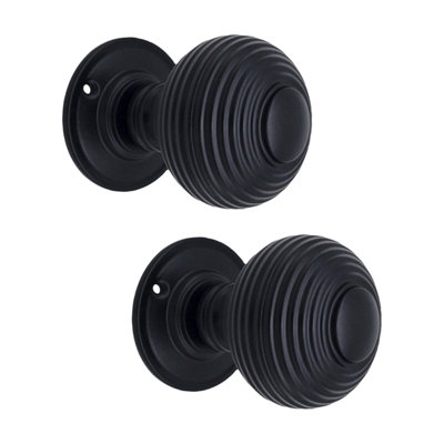 SPIRA BRASS Beehive Large 60mm Mortice Door Knob Matt Black
