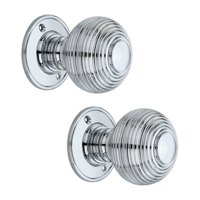 SPIRA BRASS Beehive Large 60mm Mortice Door Knob Polished Chrome