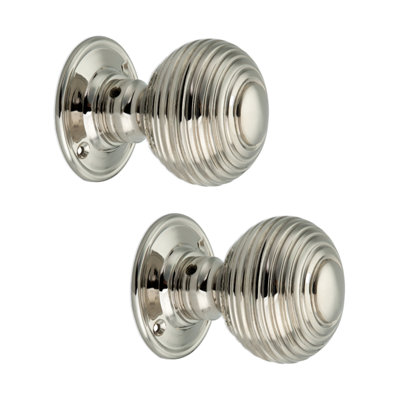SPIRA BRASS Beehive Large 60mm Mortice Door Knob Polished Nickel