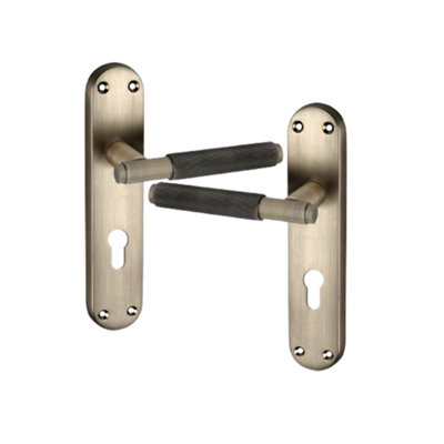 SPIRA BRASS Connaught Knurled Lever on Backplate Euro Matt Antique