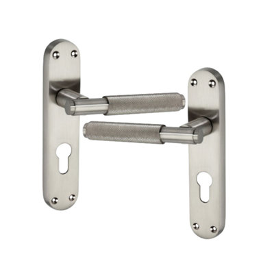 SPIRA BRASS Connaught Knurled Lever on Backplate Euro Satin Nickel