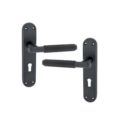 SPIRA BRASS Connaught Knurled Lever on Backplate Lock Matt Black