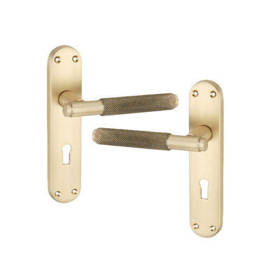 SPIRA BRASS Connaught Knurled Lever on Backplate Lock Satin Brass
