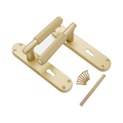 SPIRA BRASS Connaught Knurled Lever on Backplate Lock Satin Brass