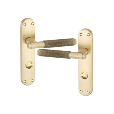 SPIRA BRASS Connaught Knurled Lever on Backplate Privacy Satin Brass