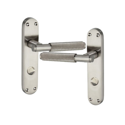 SPIRA BRASS Connaught Knurled Lever on Backplate Privacy Satin Nickel