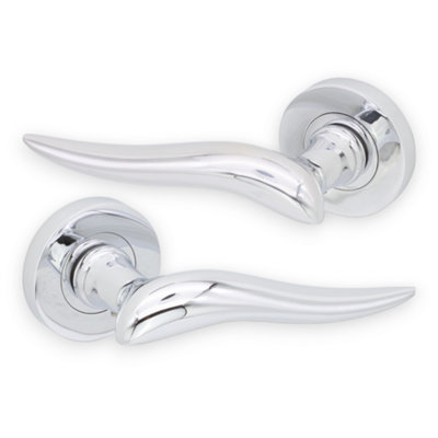 SPIRA BRASS Flavia Lever Door Handle Polished Chrome