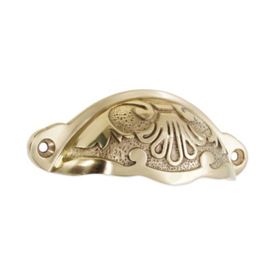 SPIRA BRASS Floral Cup Pull Polished Brass